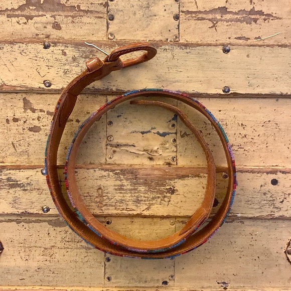 VINTAGE BELT BOHO PATCHWORK WESTERN LEATHER BELT SOUTHWEST STYLE UNISEX 36 main image 14